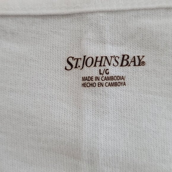 Ladies St Johns Bay V-neck White Shirt large New with Tag! - Picture 4 of 12